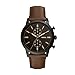 Fossil Watch for Men 44 mm Townsman, Quartz Chronograph Movement, 44 mm Black Stainless Steel Case with a Leather Strap, FS5437