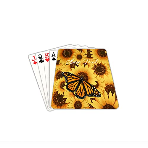 Sunflower Playing Cards Butterfly Custom Playing Cards Personalized Playing Cards With Photo Customized Deck Of Playing Cards For Party Favors Cute Poker Cards Birthday Gifts For Friends Family #TOP1