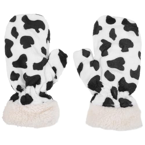 PRETYZOOM Cow Gloves - Plush Lining Mittens for Women & Girls, Warm & Cartoon Designs