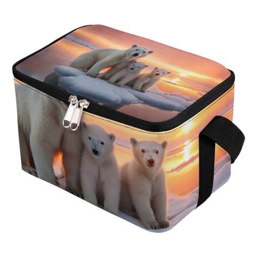 GzLeyigou Lunch Bags for Women Men 9 Cans,Arctic Polar Bears Hot & Cold Food Delivery Bag Insulated Grocery Bag Insulated Lunch Box Bear Glacier Cooler Bag for Office Work Picnic Beach