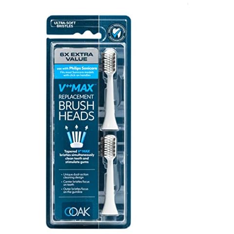 Ooak V++Max Replacement Brush Head Use with Philips Sonicare, 6count - White Cover