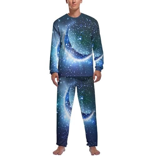Haut et bas de pyjama manche longue homme motif nébuleuse élégant