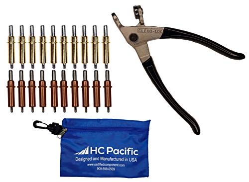 HC Pacific10 each C1/8 & C3/16 Cleco Fasteners (Made in USA) & Pouch W/ Cleco Pliers