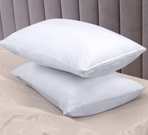 Image of Utopia Bedding Premium 100% Waterproof Pillow Protectors with Zipper Queen Size (Set of 40), Bed Bug and Dust Mite Proof Zippered Pillow Covers, Pillow Encasement Cases, White