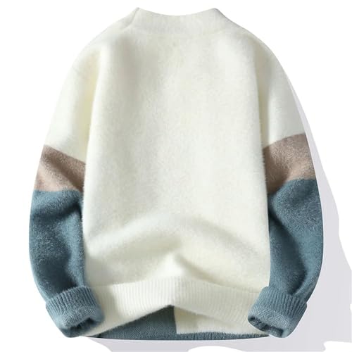 Pull décontracté pour homme en tricot uni à col rond pour l'automne
