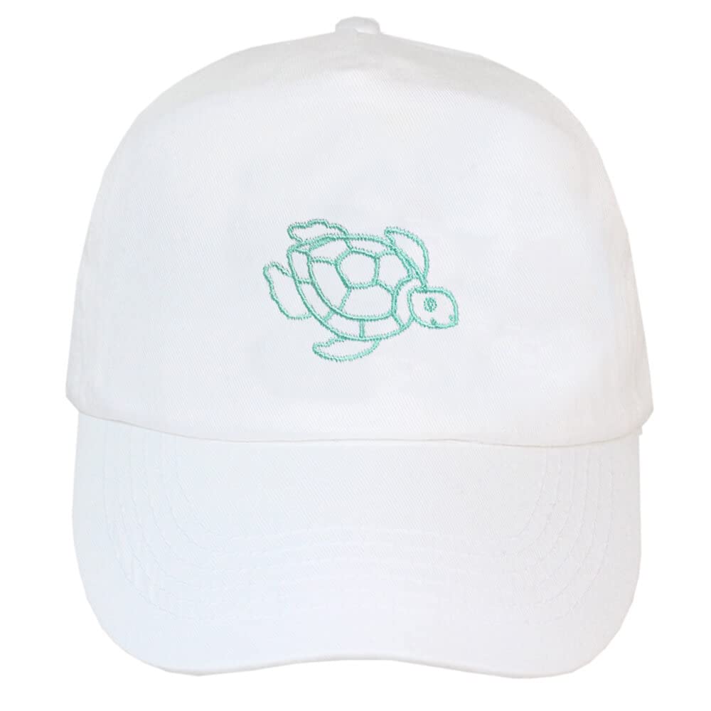 Teddyt's Men's White Adult Sea Turtle Embroidered Unisex Baseball Cap (White)