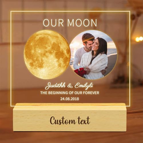 ASD Jewerly The Beginning of Our Forever, Personalized Valentine Couple Moon Phase LED Night Light,Custom Birth Luna Picture Moon Phases Lamp Gifts for Women Valentine's Weddings Gifts