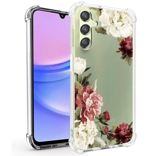Coque Samsung Galaxy A15 transparente avec motif floral en silicone souple antichoc