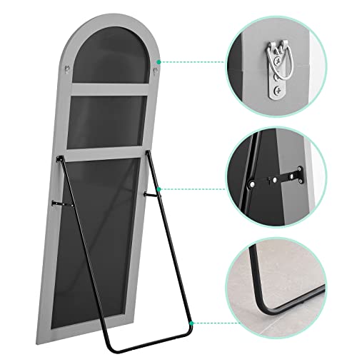 Image of PexFix Arched Full Length Mirror, 65''x22'', Floor Standing, Contemporary Style, Silver Wood Frame
