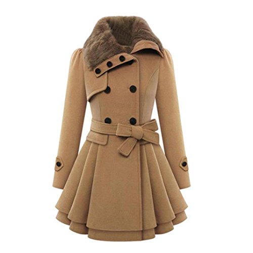 Xinantime_Blusa de mujer Escudo, Xinan capa capa gruesa parka de invierno cálido abrigo largo abrigo XXL Caqui