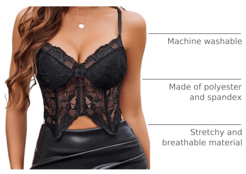 Image of Avidlove Lace Bralettes for Women Y2k Camisole Lingerie Adjustable Strap Crop Top