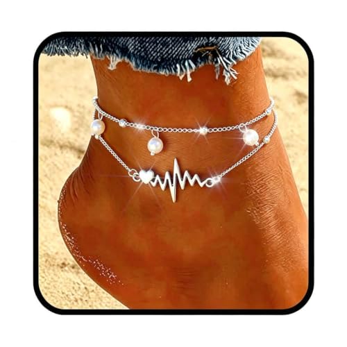 Image of Yalice 925 Sterling Silver Ankle Bracelets for Women Dainty 14K Gold Plated Anklets Set Shiny Waterproof Ankle Chain Cross Beach Foot Jewelry Gifts