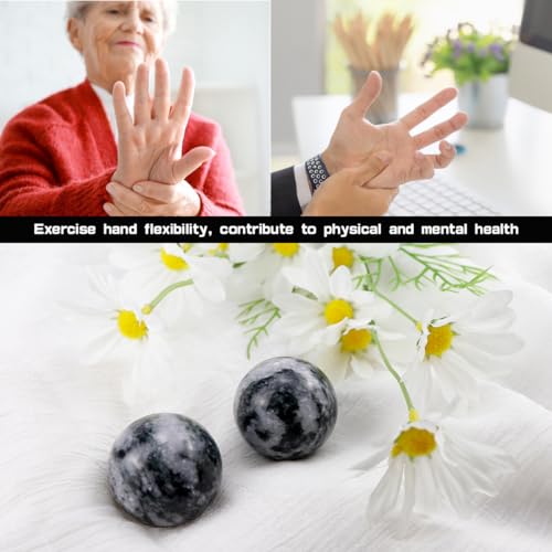 LNQ LUNIQI Chinese Health Qi Gong Balls, Jade Sphere, Hand Massage Ball, Baoding Stress Relief Gymnastics for Men and Women Pack of 2 - Image 4
