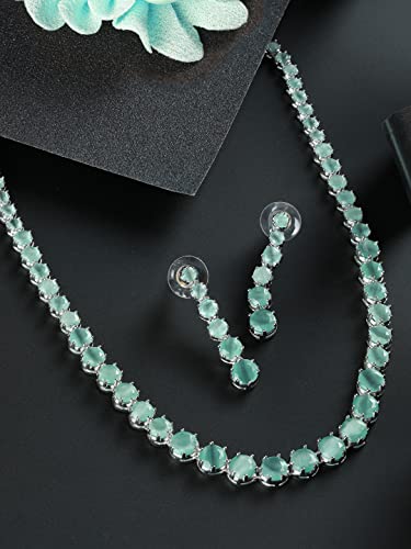 Solitaire Silver Plated Jewellery Set, Classic Elegance