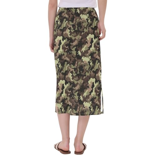 Women's Flowy High Waist Midi Skirts Beach Double Split Skirt3