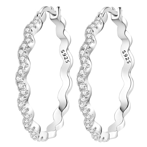 NUJIFFY Pendientes de plata de ley 925 para mujer, aretes de aro de plata de ley 925, bonitos regalos de cumpleaños, joyería colgante para hombres, hermanas y amantes, talla única, Plata Cobre, Sin
