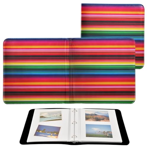 Álbum de Fotos Self Adhesive DIY Scrapbook con Rayas Coloridas Estilo Manta Mexicana, Encuadernado de 3 Anillos, 40 Páginas, 8x10 para Memorias miniatura 2
