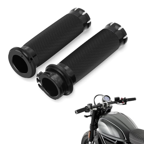 Amazicha 1inch Hand Grips, Cable Throttle Handlebar Grips, Non-Slip Rubber Handgrips Fit for Harley Davidson Touring Softail Dyna Sportster 48 883 1200, Black