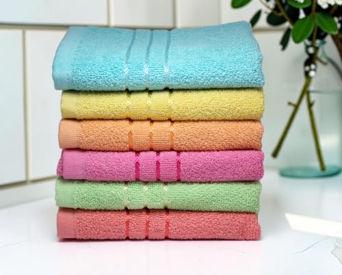 Image of Hand Towel Set of 12 (35x50 cm, 450 GSM) - Soft Cotton, Absorbent, Quick Dry - Bathroom, Wash Basin, Kitchen, Travel & Gym Face & Hand Towel for Men & Women-Multicolor