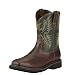Ariat Men's Sierra Wide Square Steel Toe Work Boot, Dark Brown/ Pine Green, 11 2E US