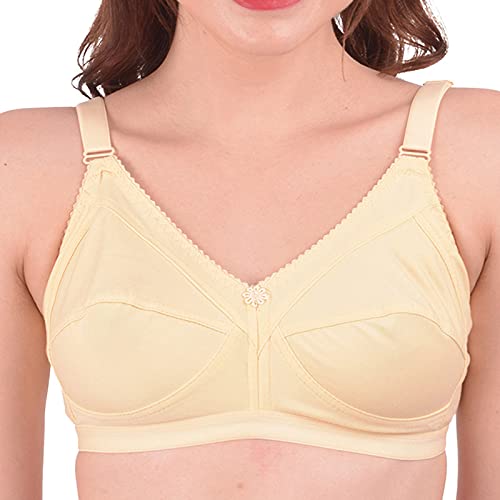 NINTEEN-69Women's Cotton Non Padded/Non-Wired/Seemed/Hookable/Full Coverage Dream Comfort Bra Skin, 44E