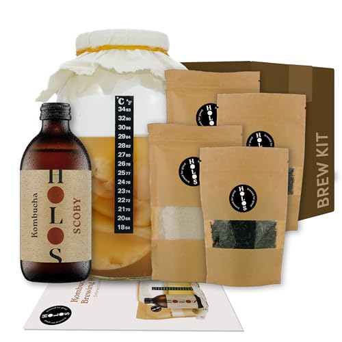 HOLOS Kombucha Pack - Starter Kit and Restart Kit - Kombucha Kit with Liquid SCOBY Sugar and HOLOS Signature Tea - Home Brew Pack with SCOBY Starter - Foodie Gift Ideas