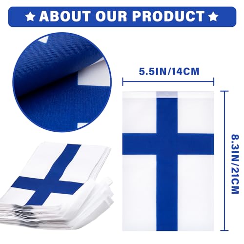 Image of Finland String Flag Pennant Banner, Small Mini Finnish Flags Bunting Banner, National Country Decoration for School, Party, Sports Events, Patriotic Festival, 33 Feet 30 Flags