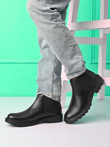 Image of Prolific Men's Chelsea Boots | Ankle Height Boot| Formal, Office & Casual Wear Shoes | Soft Cushioned Insole, Dynamic Feet Support, Arch Support & Shock Absorption