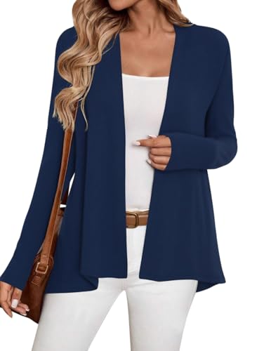 Image of Sweet Hearts Long Sleeve Black Cardigan for Women- Lightweight Open Front Knit Sweaters Women's Kimonos Fall Duster