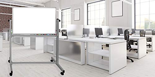 Luxor 36"W X 24"H Rolling Reversible Dry Erase Double-Sided Magnetic Whiteboard With Aluminum Frame And Marker Tray - Perfect For School, Classroom, Conference And Presentation #TOP2