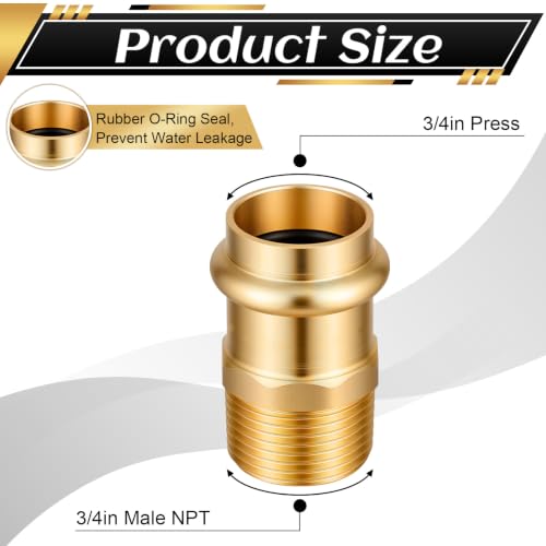 Image of 16 Pack 3 /4 inch Press x 3 /4 inch MIP Brass Press Fittings | Npt Adapter for Residential & Commercial Piping