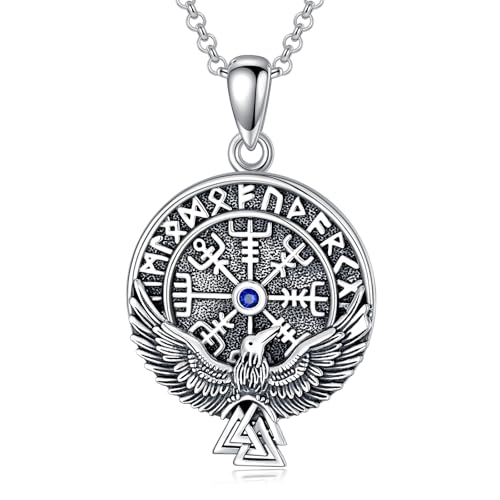 Bijoux viking homme en argent massif pendentif aigle boussole nordique
