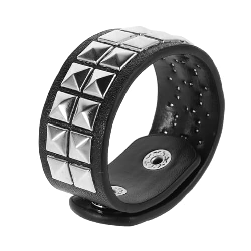 PACKOVE Pulsera De Cuero Punk Para Hombres Y Mujeres Pulsera Con Remaches Góticos Brazalete Para Fiesta De Halloween Joyería De Cuero Pu Tachonada