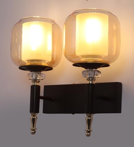 Image of ELAINTE Premium Wall Light | | Elegant Glass Wall Lamp for Living Room & Hallway | 3 Years Warranty | Free Bulb (Velora-Double)