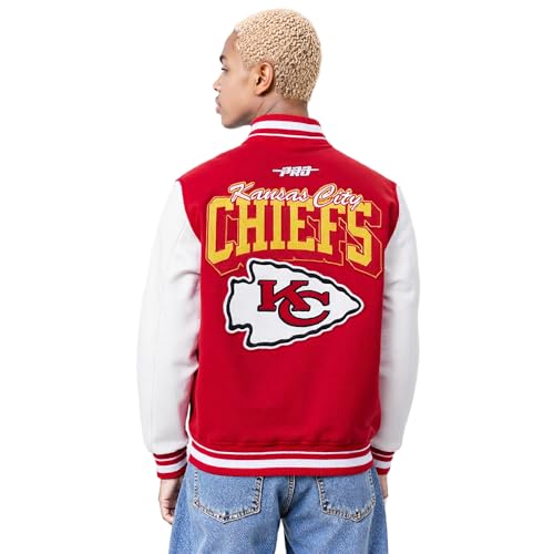 Pro Standard Mens NFL Kansas City Chiefs Team Badge Varsity Jacket Red/White M - Image 2