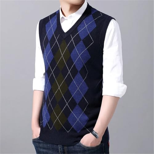 Men's Plaid Wool Knitted Pullover Vest Sleeveless V-Neck Casual Business Slim Outwear Tops3