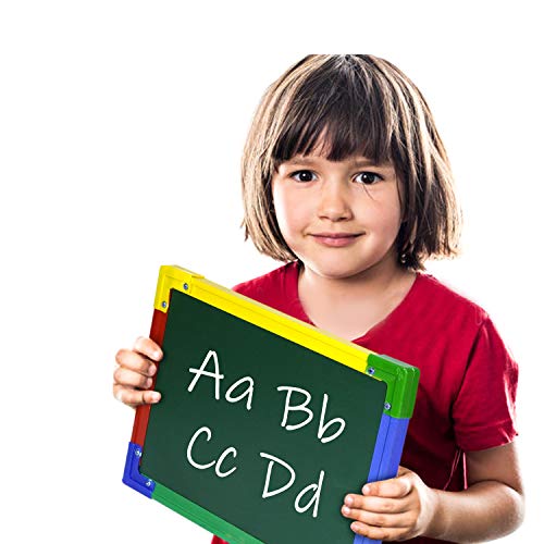 Image of DAHSHA 2 in 1 Double Sided Slate White & Green for Kids Double Sided Board with Colorful Aluminum Frame with Chalk (34 * 24 cm)