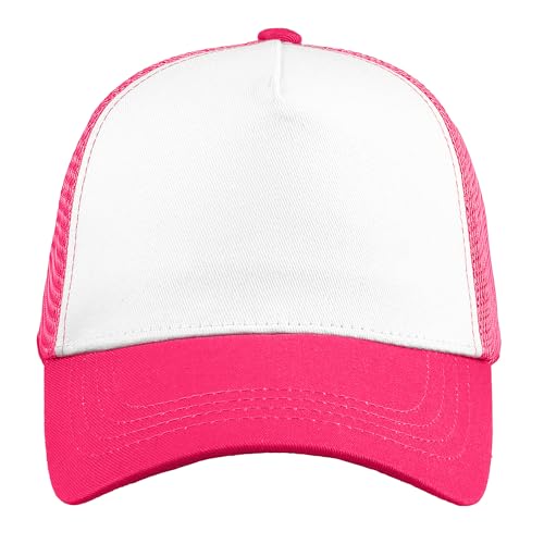 Image of Falari 5-Panel Mesh Baseball Cap, Trucker Hat, Structured Plain Design, Cotton, Adjustable Size