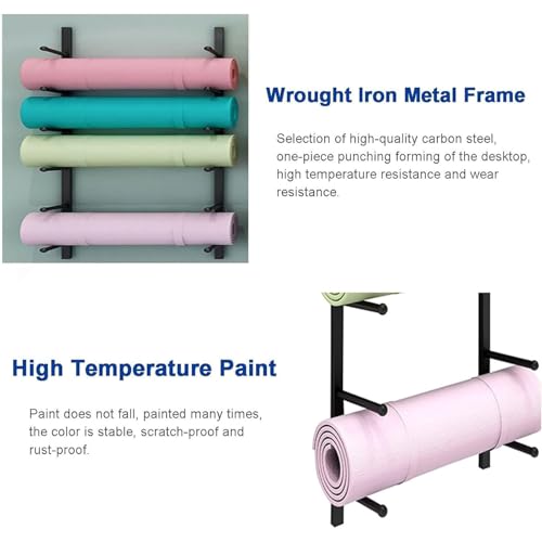 Support de rangement mural en métal pour tapis de yoga, rouleau en mousse, pour la maison, la salle de sport, l'école, le commerce – Support mural pour équipement d'entraînement