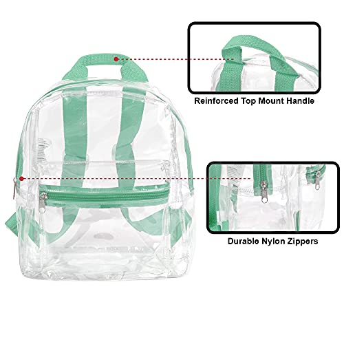 Madison & Dakota Water Resistant Clear Mini Backpacks For Beach, Travel - Stadium Approved Bag With Adjustable Straps (Biscay Green) #TOP1