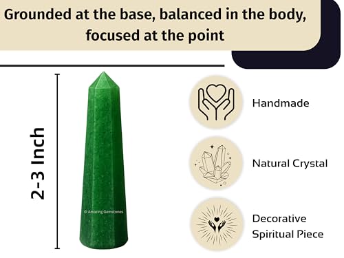 Image of Amazing Gemstone Dark Green Aventurine Crystal Towers - Natural Healing Crystal Point Obelisk for Reiki Healing and Crystal Grid (2 inch to 3 inch INCH)