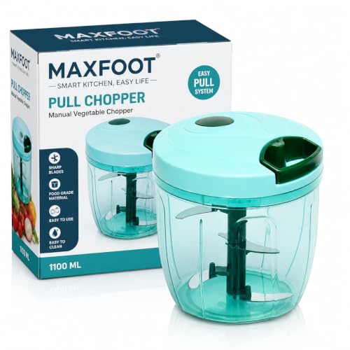 Image of MAXFOOT Pull Chopper 1000 ML Multi-Purpose Vegetable Chopper | Stainless Steel Blades , Easy to Clean