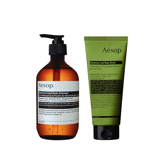 Image of Aesop Geranium Leaf Body Cleanser + Scrub | 16.9 oz + 6.2 oz