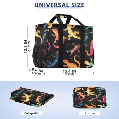 STAYTOP Colorful Gecko Beach Bags for Women - Waterproof Sandproof Beach Tote with Pocket for Travel Vacation Gym2