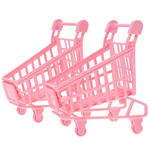 KOMBIUDA 2pcs Mini Shopping Cart Trolley Model Creative Storage Container for Playtime and Imaginative Games Safe Design with Smooth Edges Compact