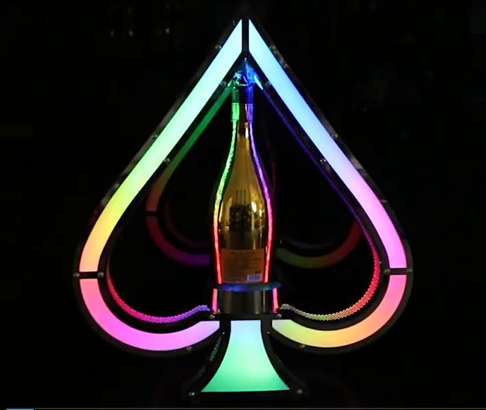 7 Colors Adjustable Ace of Spades Bottle Display Stand LED Champagne Bottle Presenter Ace of Spade Bottle Holder VIP Glowing Wine Bottle Display with Remote Control for Bar Nightclub Party
