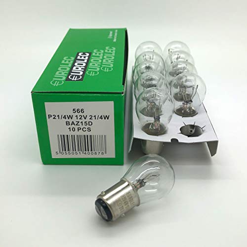 10 x Eurolec 566 P21/4W BAZ15D Bulb 12v 21/4w Off Set Pins - Fog & Tail Brake