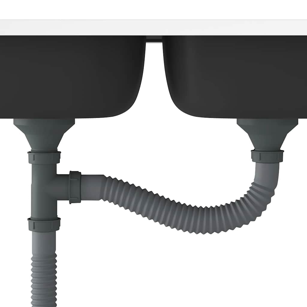 vidaXL Fregadero de Cocina Doble Seno, Pila Encima de Armario, Pileta de Cocina Superior, Lavabo Decorativo para Hogar, Acero Inoxidable