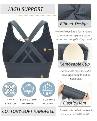 Image of RUNNING GIRL Sports Bras for Women,Seamless Strappy Sports Bra High Support Crisscross Back with Removable Pads