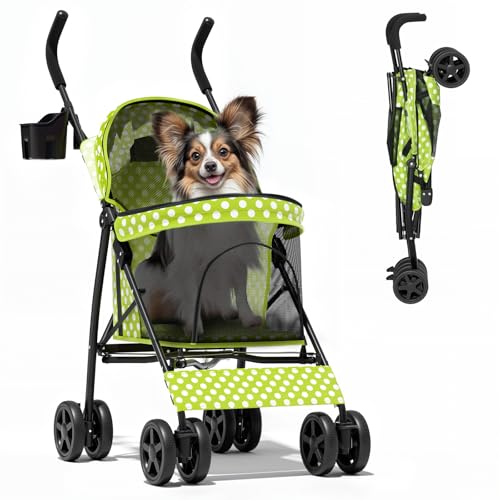 Magshion Compact Pet Stroller for Small-Medium Dogs/Cats up to 22lbs, 4-Wheel Lightweight Umbrella...